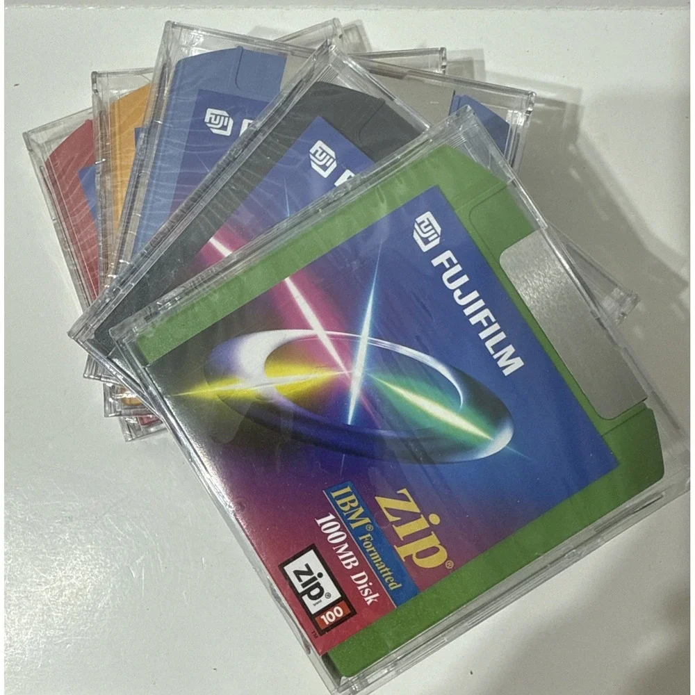 Zip 100MB Disk IBM Formatted Color Disks ATOMM Fujifilm USA 5 Pcs Factory Sealed